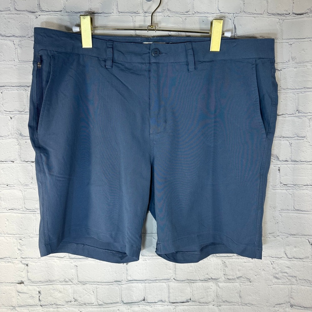 Tasc Performance Tailored Shorts Mens 36 Blue Gray Bamboo Blend Stretch Active